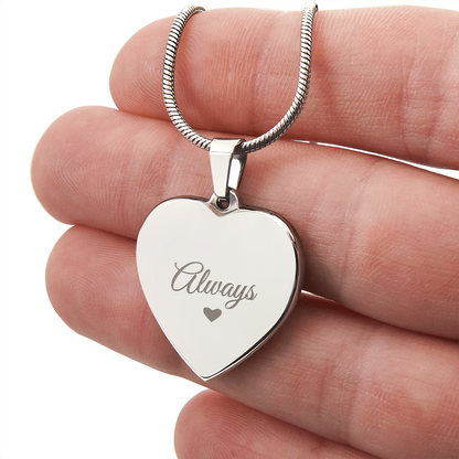 Engraved Heart Necklace — Personalized on the Back