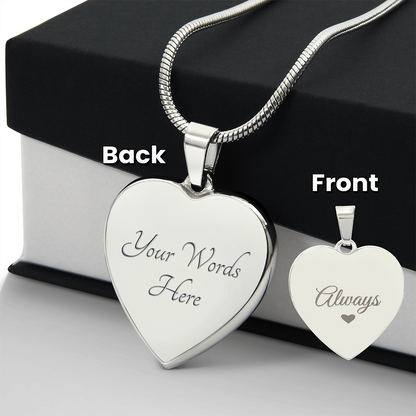 Engraved Heart Necklace — Personalized on the Back