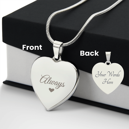 Engraved Heart Necklace — Personalized on the Back