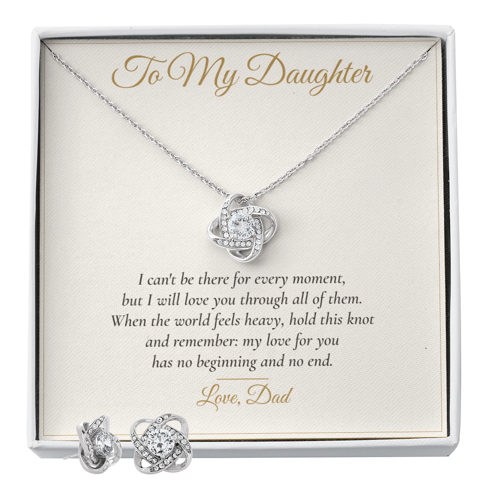 To My Daughter Love Knot Necklace & Earring Set — Gift From Dad