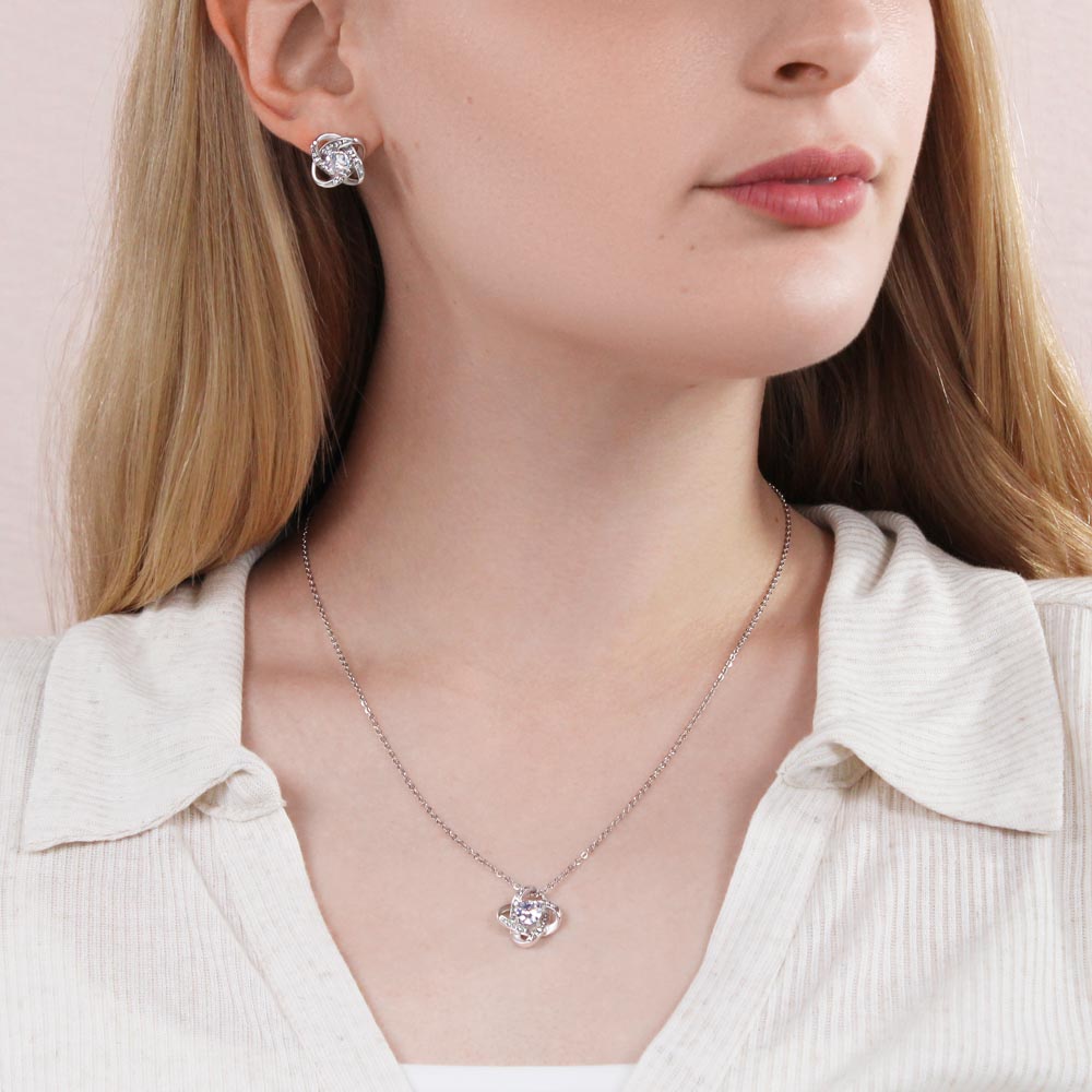 To My Wife Love Knot Necklace & Earring Set — Gift From Husband