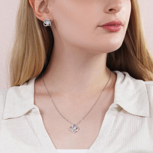 To My Wife Love Knot Necklace & Earring Set — Gift From Husband