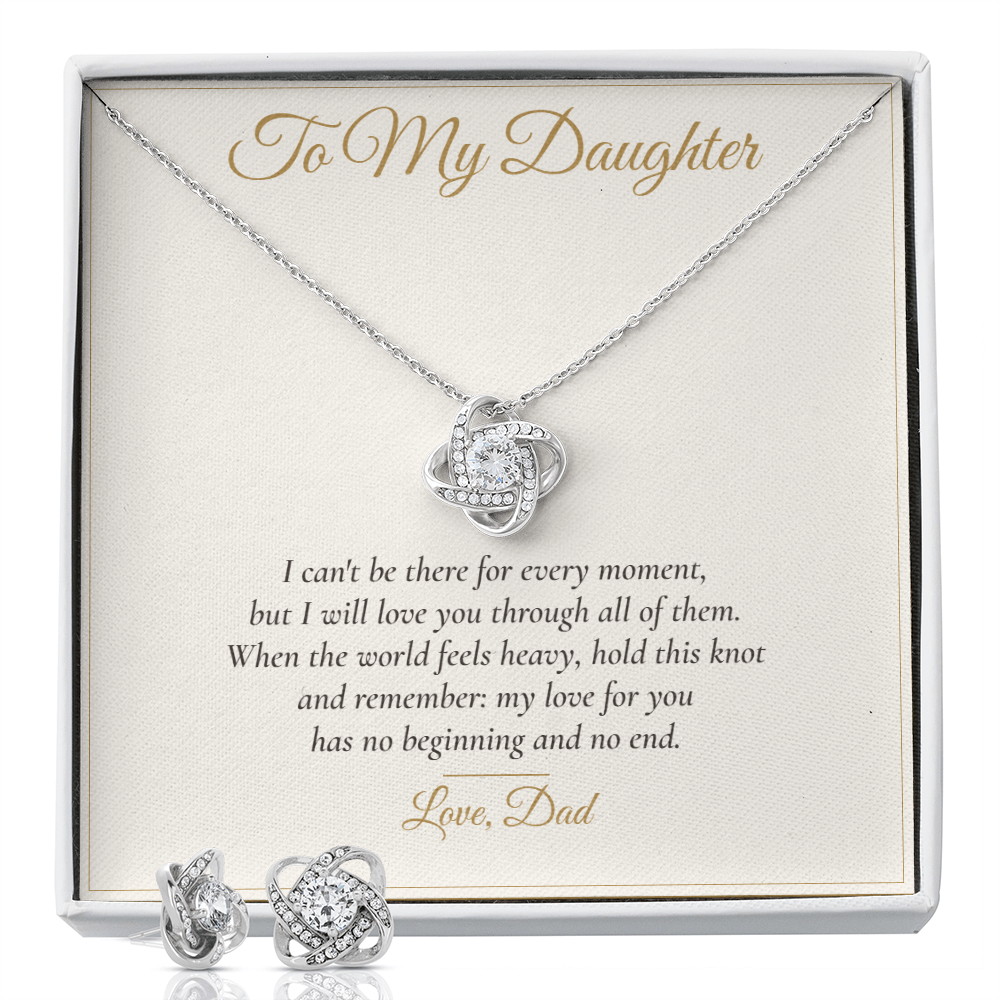 To My Daughter Love Knot Necklace & Earring Set — Gift From Dad