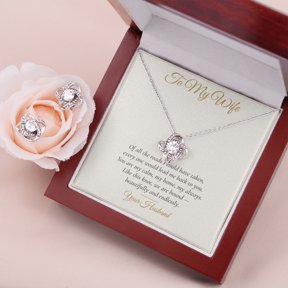 To My Wife Love Knot Necklace & Earring Set — Gift From Husband