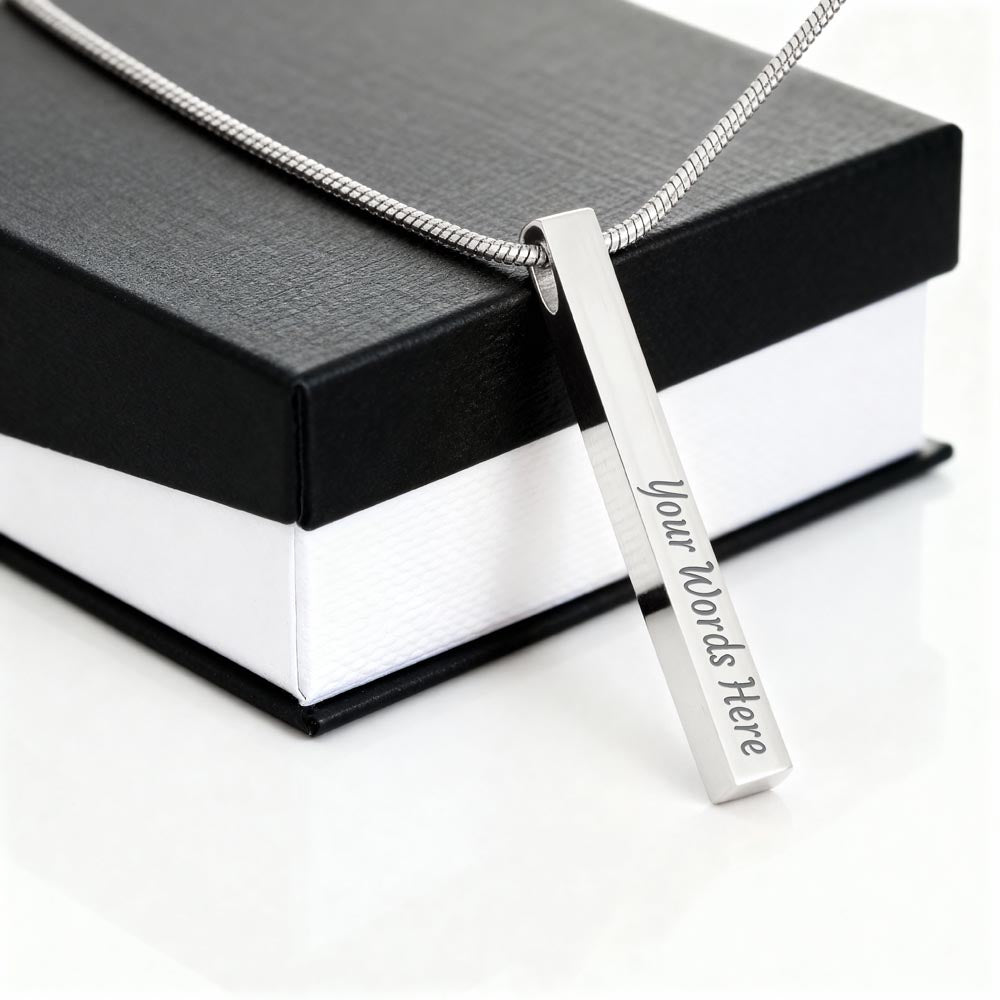 Engraved 4-Sided Bar Necklace — Personalized Names & Dates