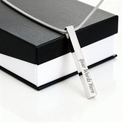 Engraved 4-Sided Bar Necklace — Personalized Names & Dates