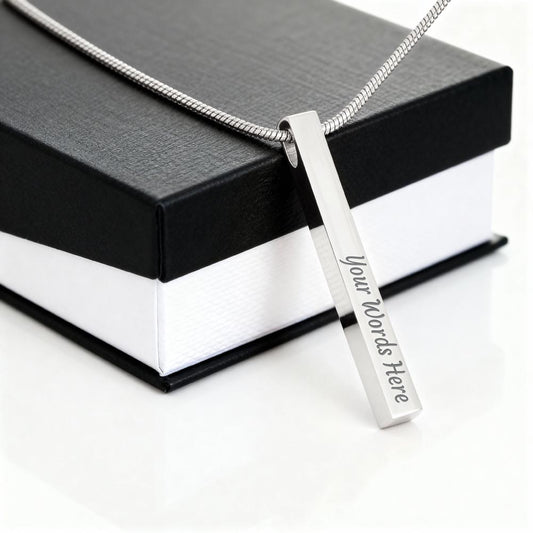 Engraved 4-Sided Bar Necklace — Personalized Names & Dates