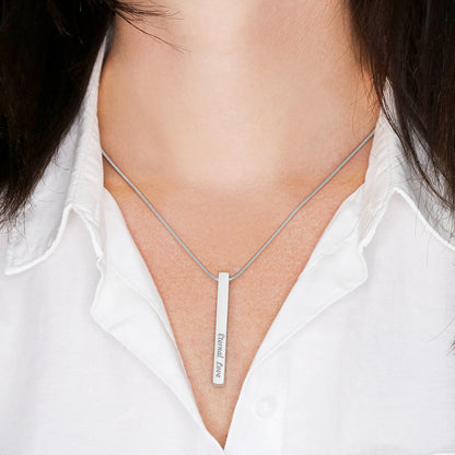 Engraved 4-Sided Bar Necklace — Personalized Names & Dates