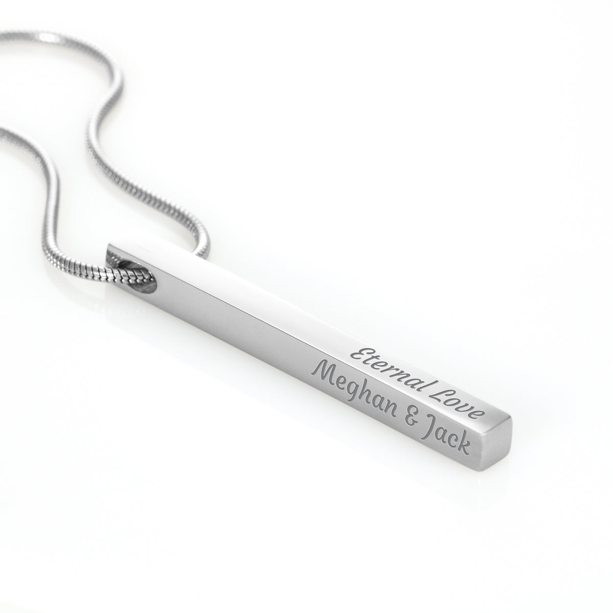 Engraved 4-Sided Bar Necklace — Personalized Names & Dates