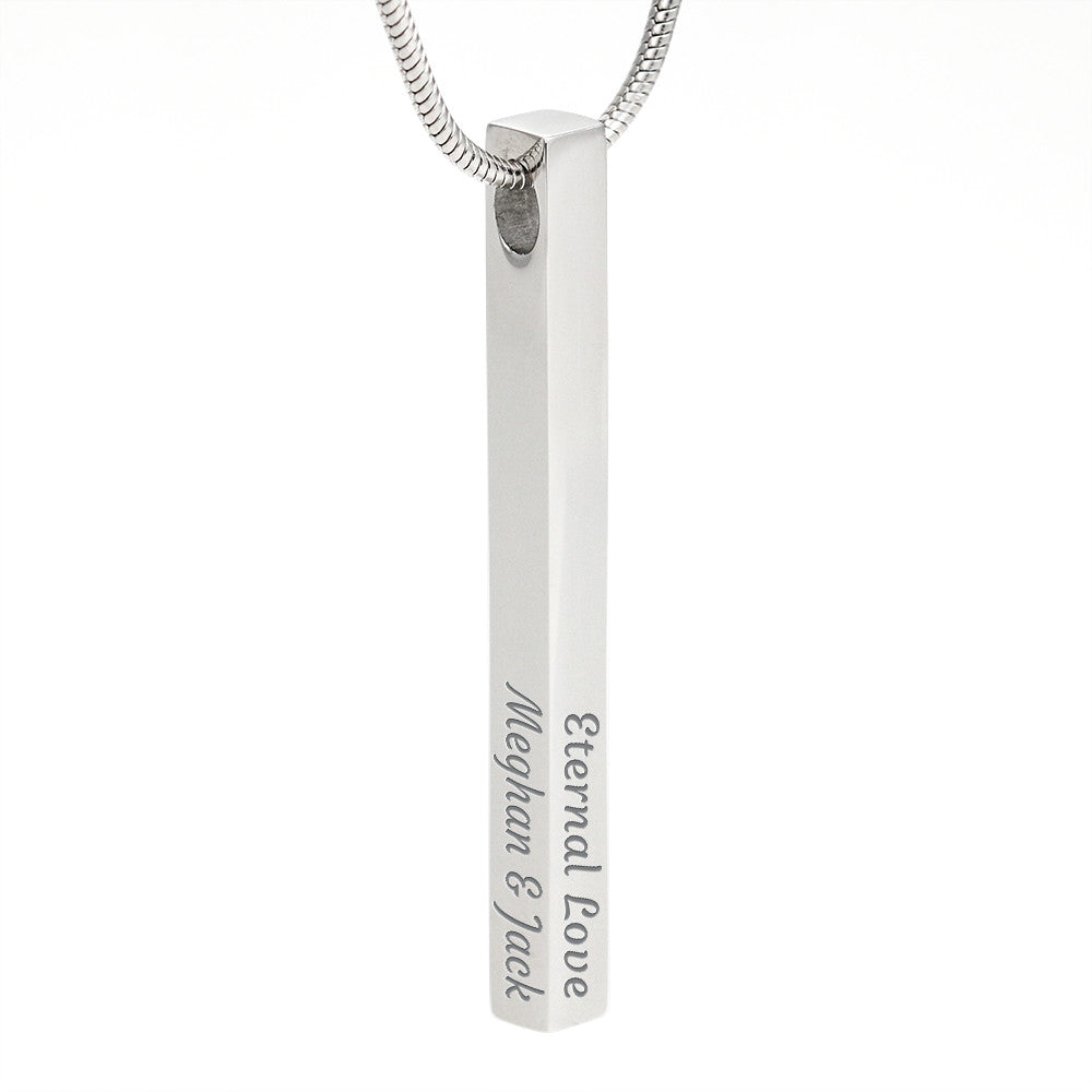 Engraved 4-Sided Bar Necklace — Personalized Names & Dates