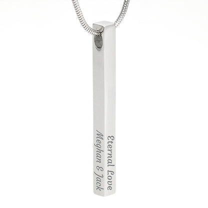 Engraved 4-Sided Bar Necklace — Personalized Names & Dates