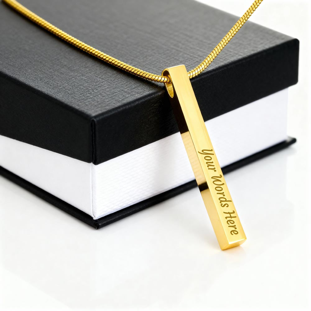 Engraved 4-Sided Bar Necklace — Personalized Names & Dates