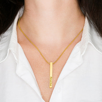 Engraved 4-Sided Bar Necklace — Personalized Names & Dates