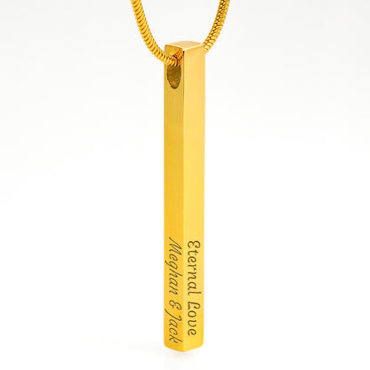 Engraved 4-Sided Bar Necklace — Personalized Names & Dates