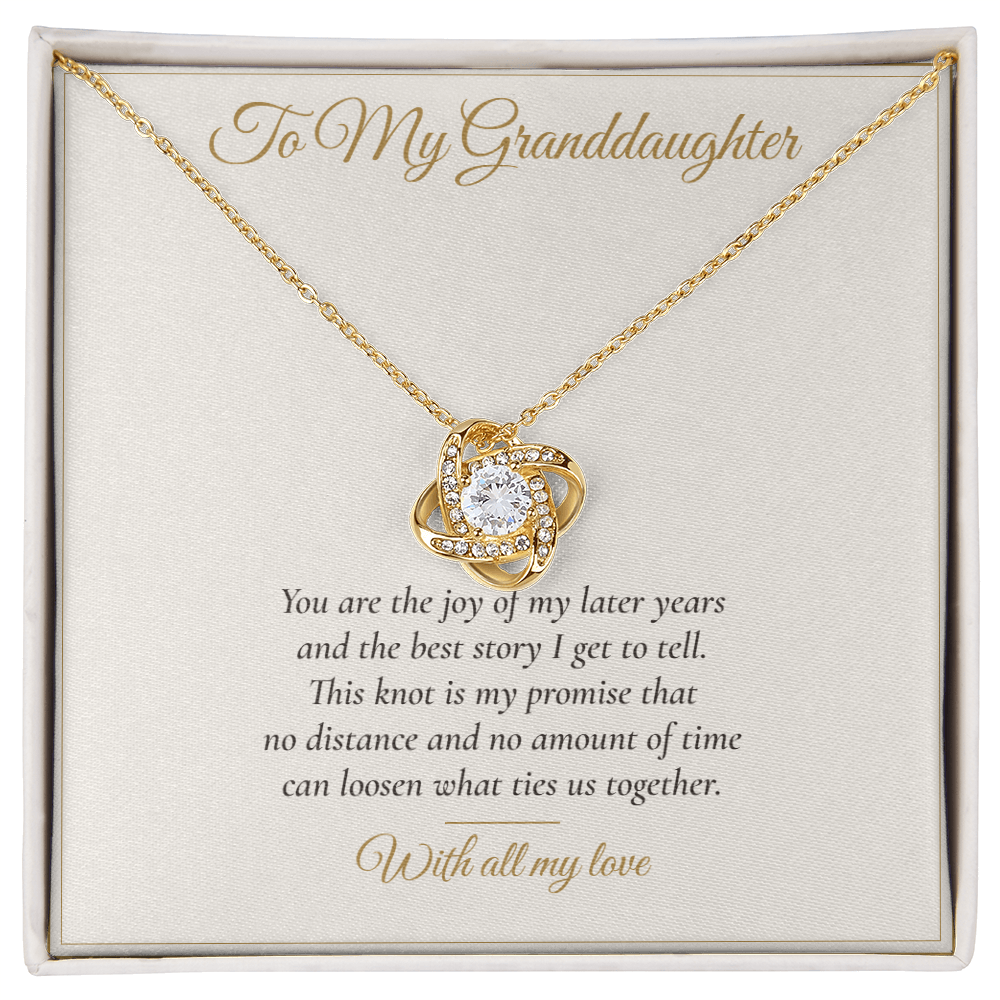 To My Granddaughter Love Knot Necklace — Keepsake Message Card