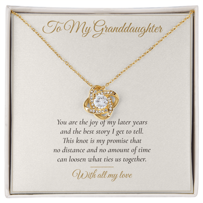 To My Granddaughter Love Knot Necklace — Keepsake Message Card