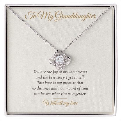 To My Granddaughter Love Knot Necklace — Keepsake Message Card