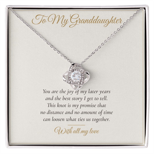 To My Granddaughter Love Knot Necklace — Keepsake Message Card