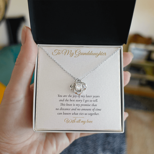 To My Granddaughter Love Knot Necklace — Keepsake Message Card