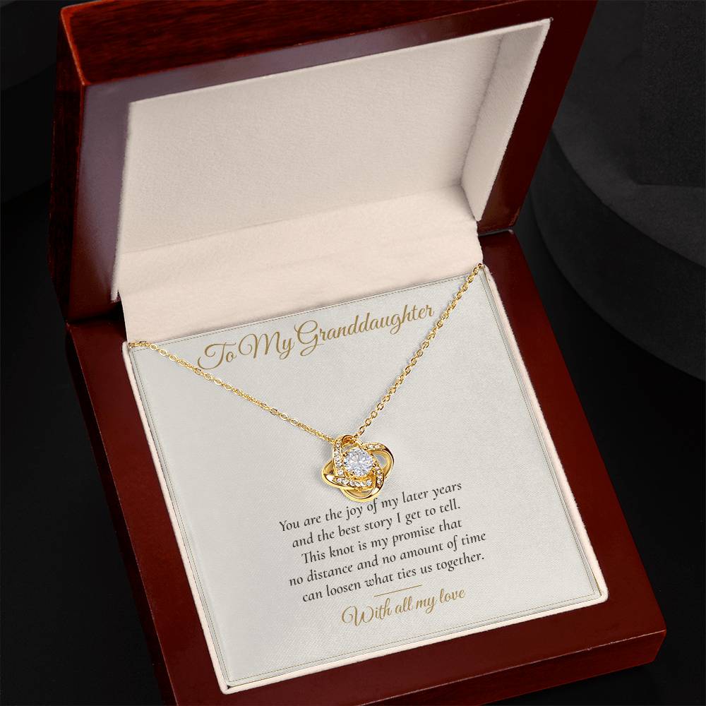 To My Granddaughter Love Knot Necklace — Keepsake Message Card