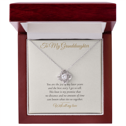 To My Granddaughter Love Knot Necklace — Keepsake Message Card