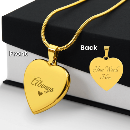Engraved Heart Necklace — Personalized on the Back